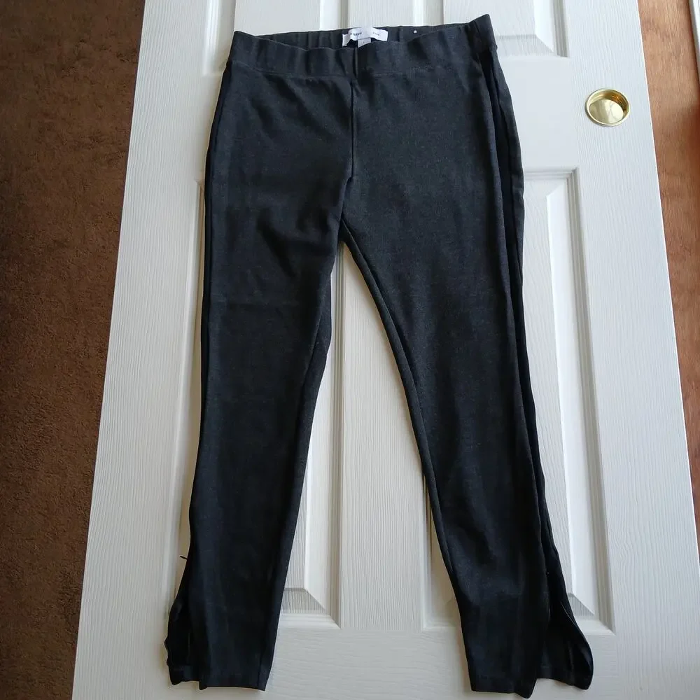 Old Navy Side Stripe Stevie Skinny Ankle Pants L heather grey hidden ankle zip - Picture 2 of 13